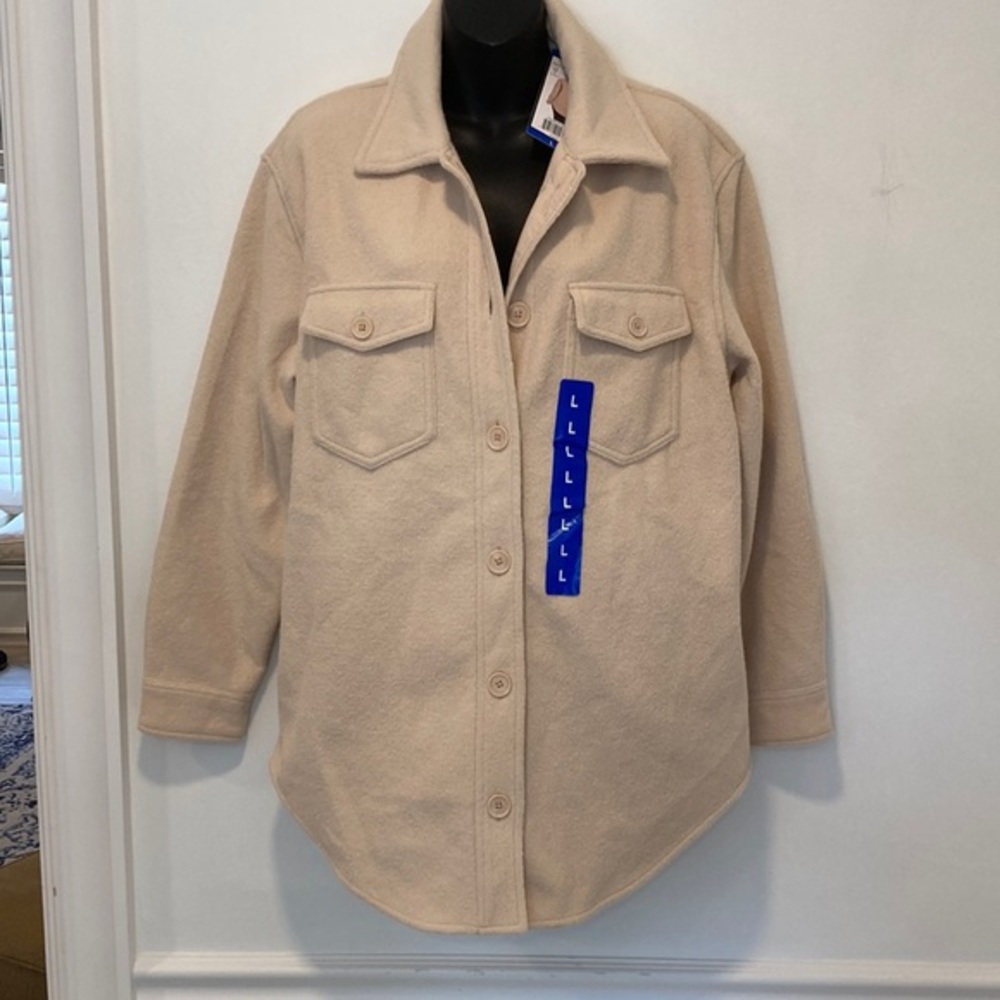 HILLARY RADLEY Cream Button Up Jacket Size Large - Picture 2 of 7